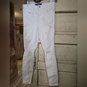 Womens HOLLISTER distressed White Jeans Sz. 26 Sz. 2/3 EUC!